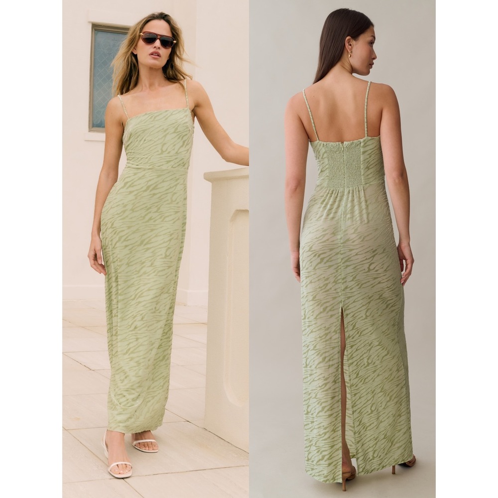 NWT Kourt Selena Column Maxi Dress in Key Lime Green - Size 8